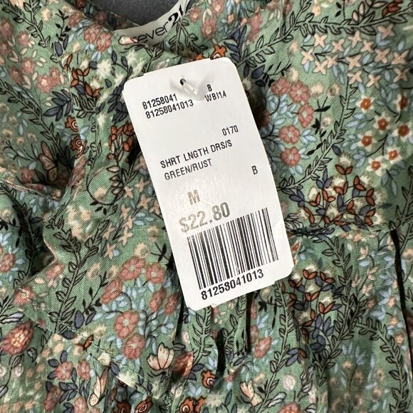 Forever 21 Womens Medium Green Floral Spaghetti Strap Light Summer Dress NWT - Picture 5 of 7